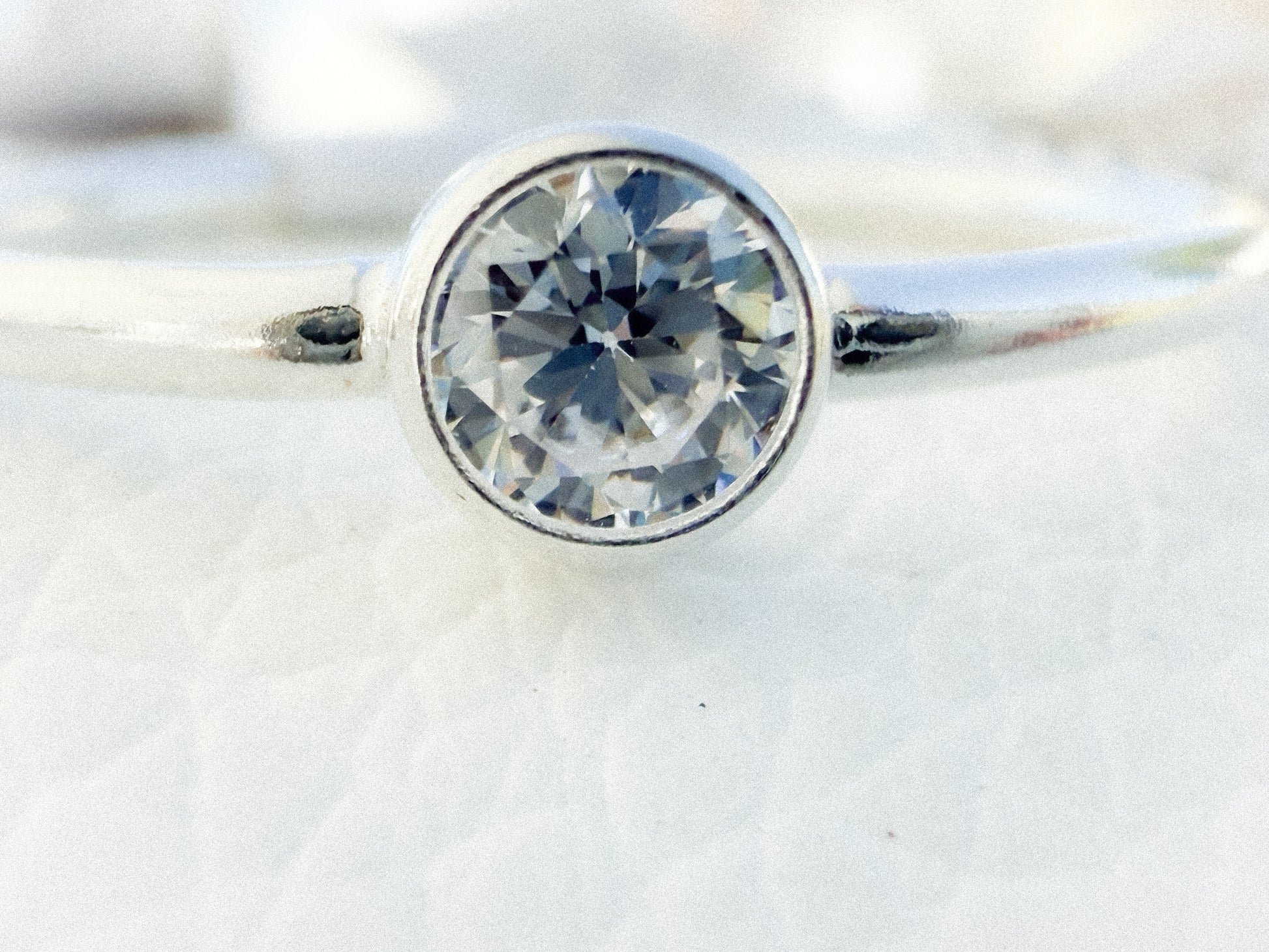.925 Sterling Silver 4mm CZ Bezel Ring