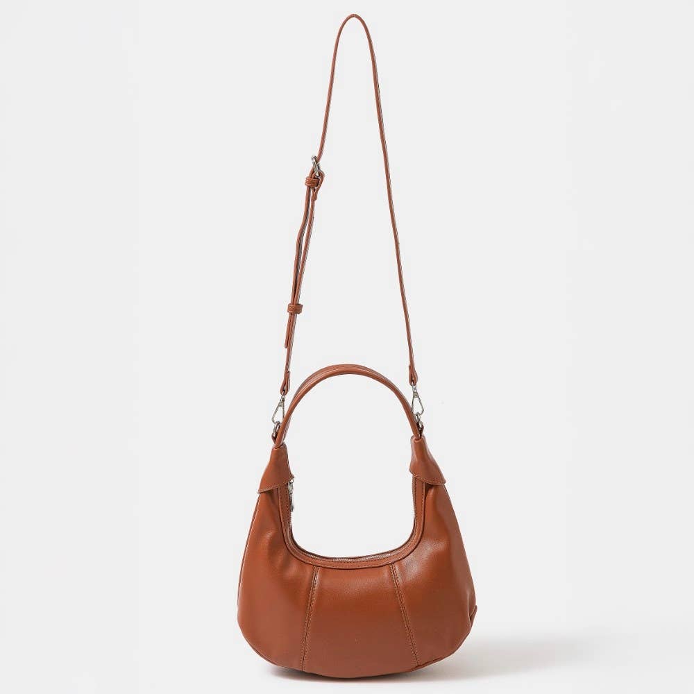 Faux Leather Round Multi Panel Hand Bag