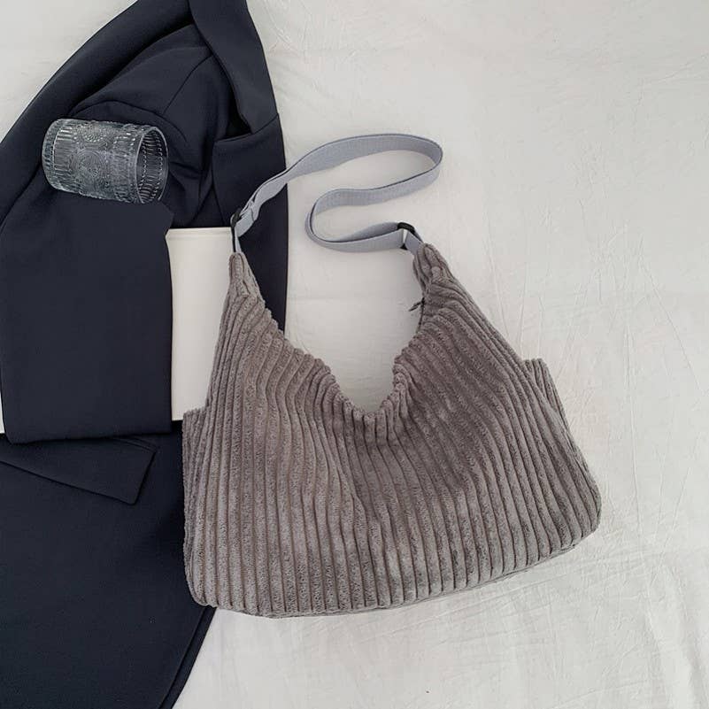 Corduroy casual Quilted Shoulder Tote Bag | 40P582