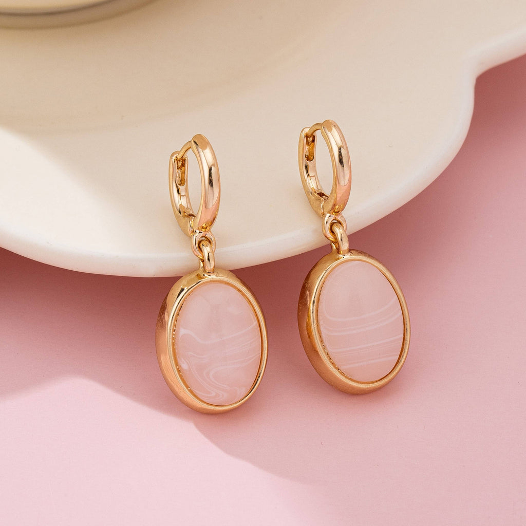 Oval Stone Drop Hoop Earring | 80E61563