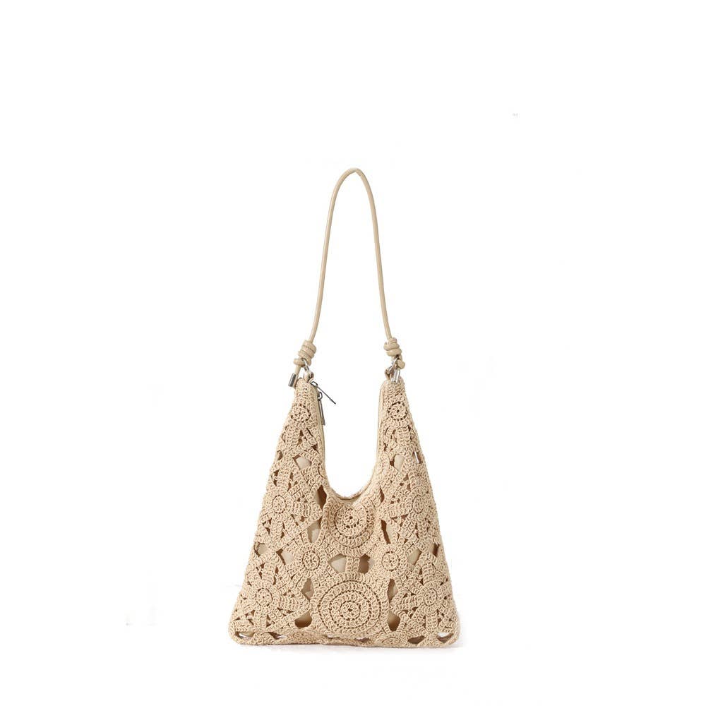 Crochet Floral Cutout Slouch Hobo Bag