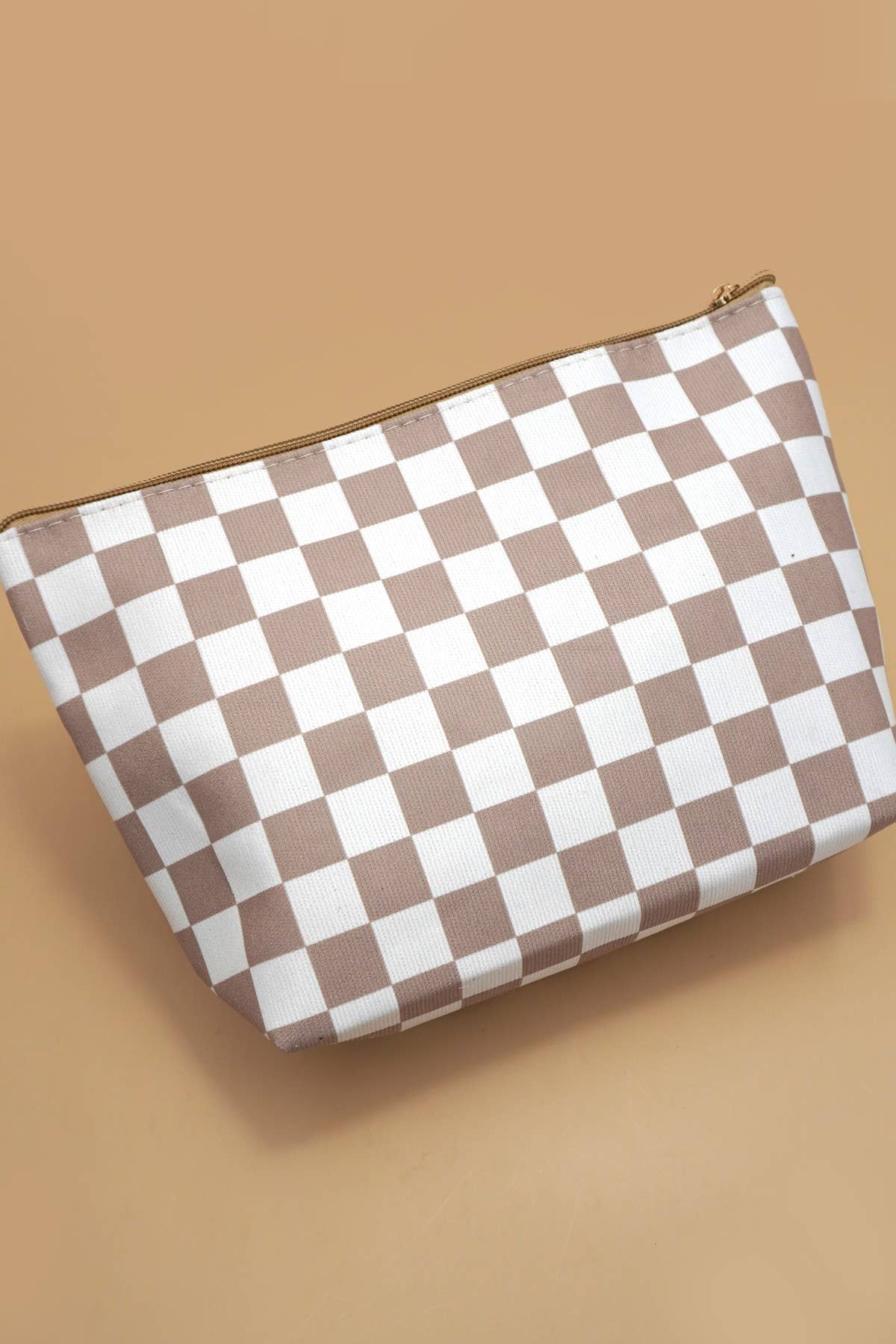 TRAVEL CHECKER GINGHAM COSMETIC MAKEUP POUCH BAG | 40P571