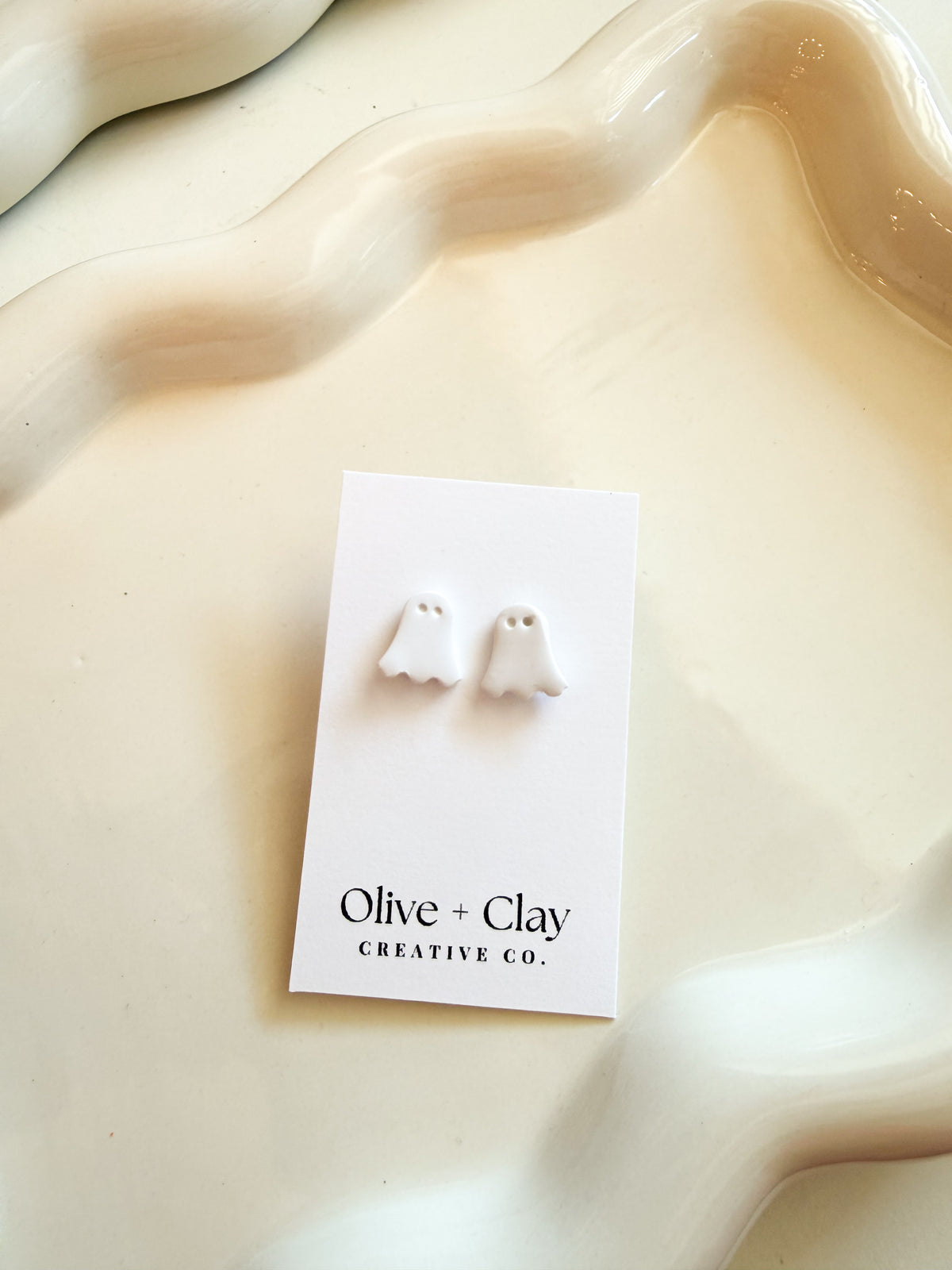 Polymer Clay Ghost Stud Earrings