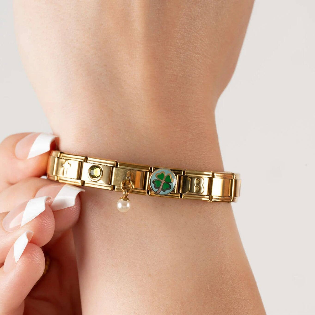 18K Gold PVD Stainless Steel Charm Connector Italian Charm
