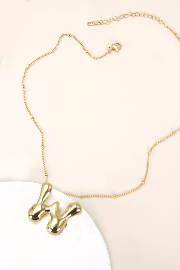 STAINLESS STEEL BALLOON BUBBLE INITIAL NECKLACE | 40NK316