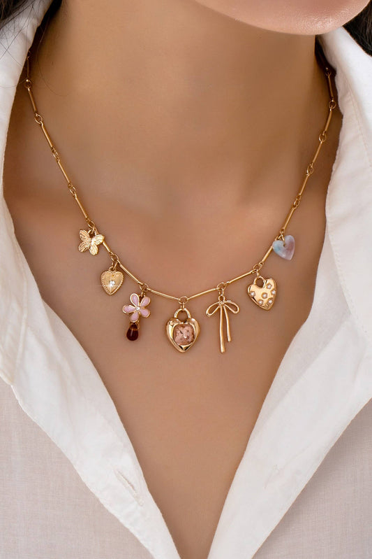 CHARM NECKLACE-HEARTS FLOWER BOW BUTTERFLY | 80N92639