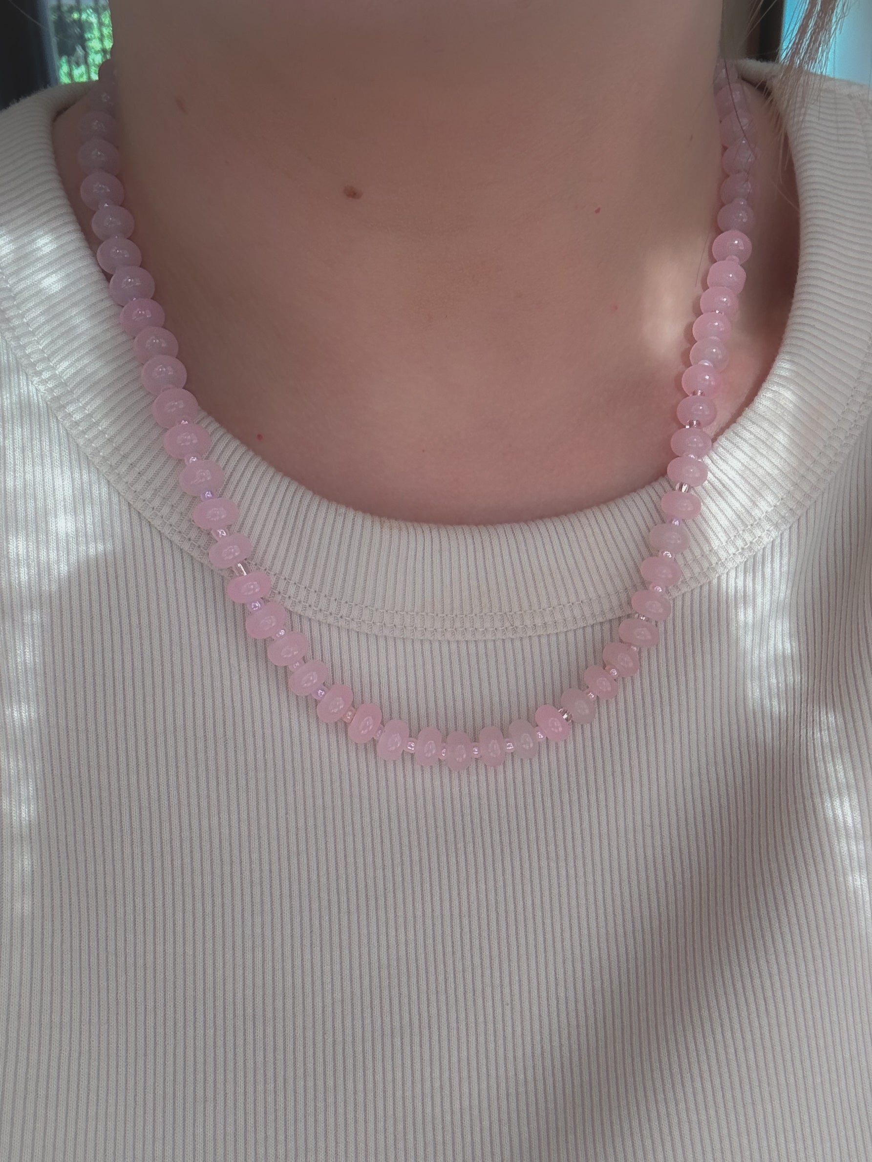 Handmade Glass Rondelle Beaded Necklace