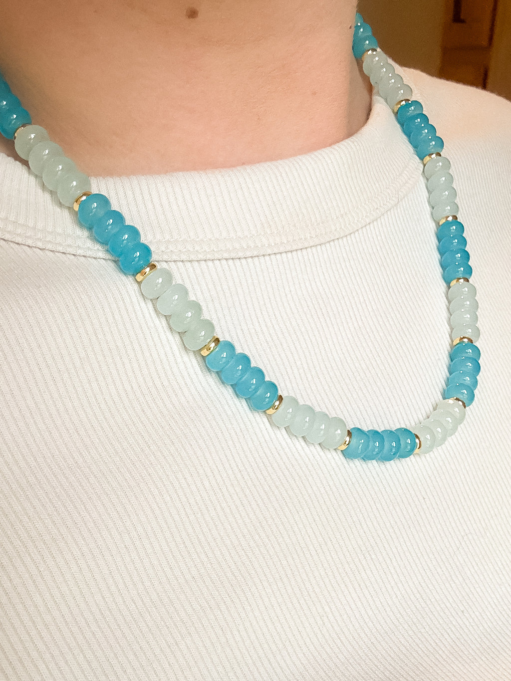 Handmade Glass Rondelle Beaded Necklace