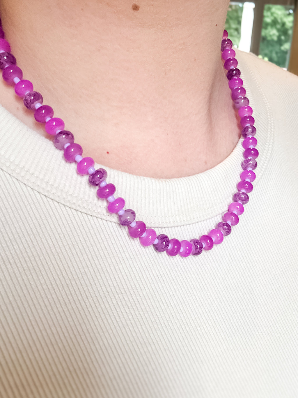 Handmade Glass Rondelle Beaded Necklace