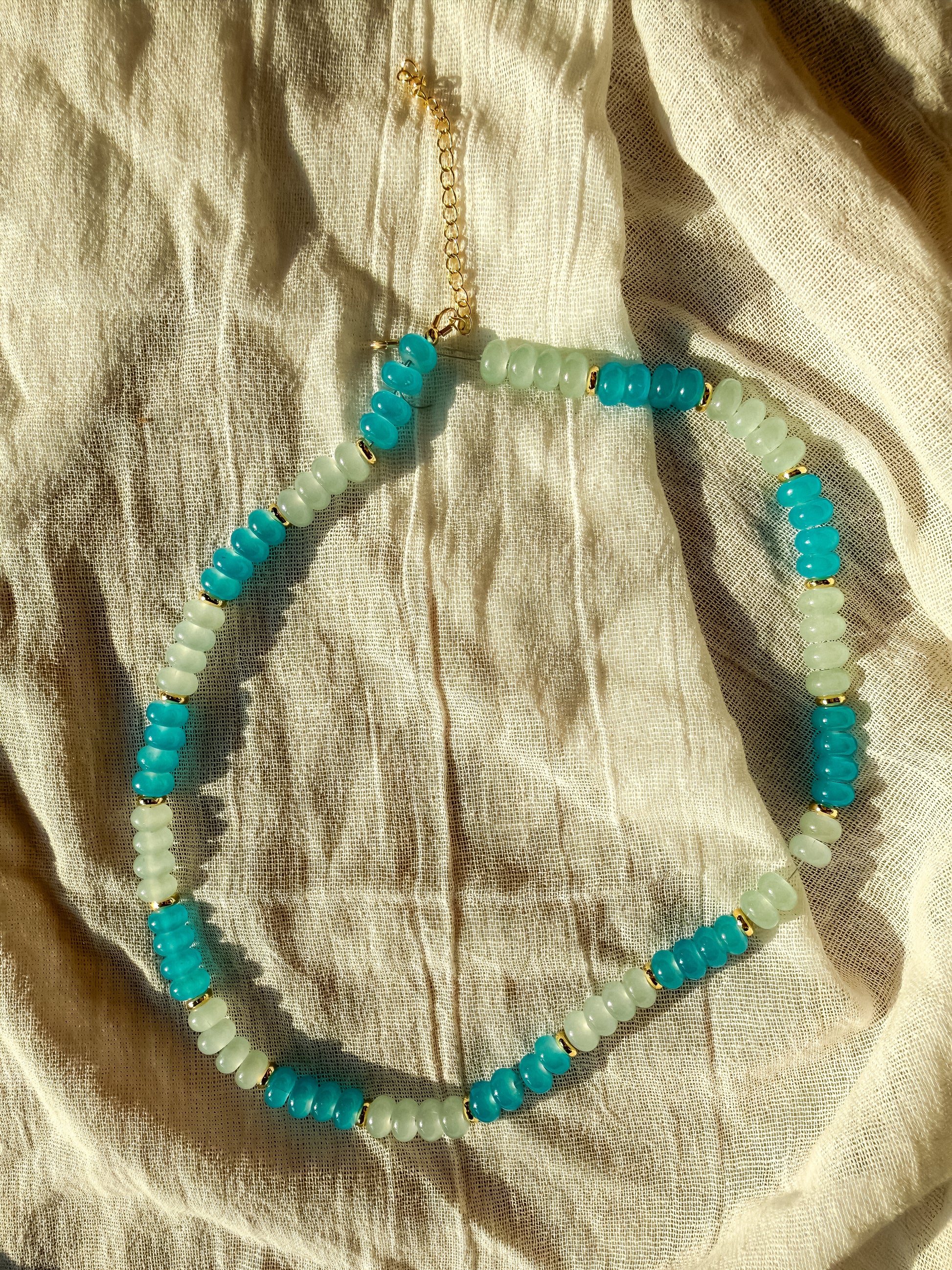 Handmade Glass Rondelle Beaded Necklace
