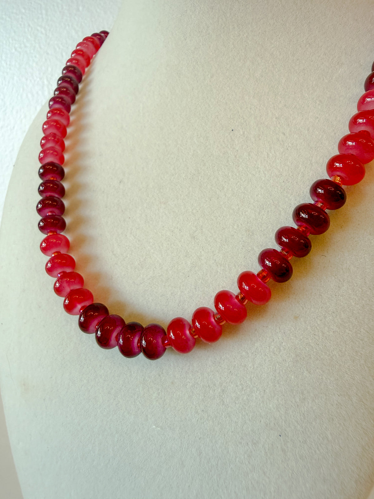 Handmade Glass Rondelle Beaded Necklace