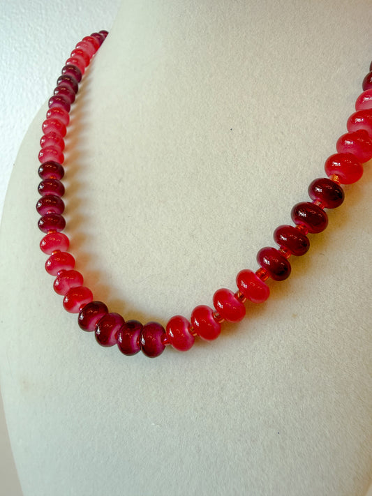 Handmade Glass Rondelle Beaded Necklace