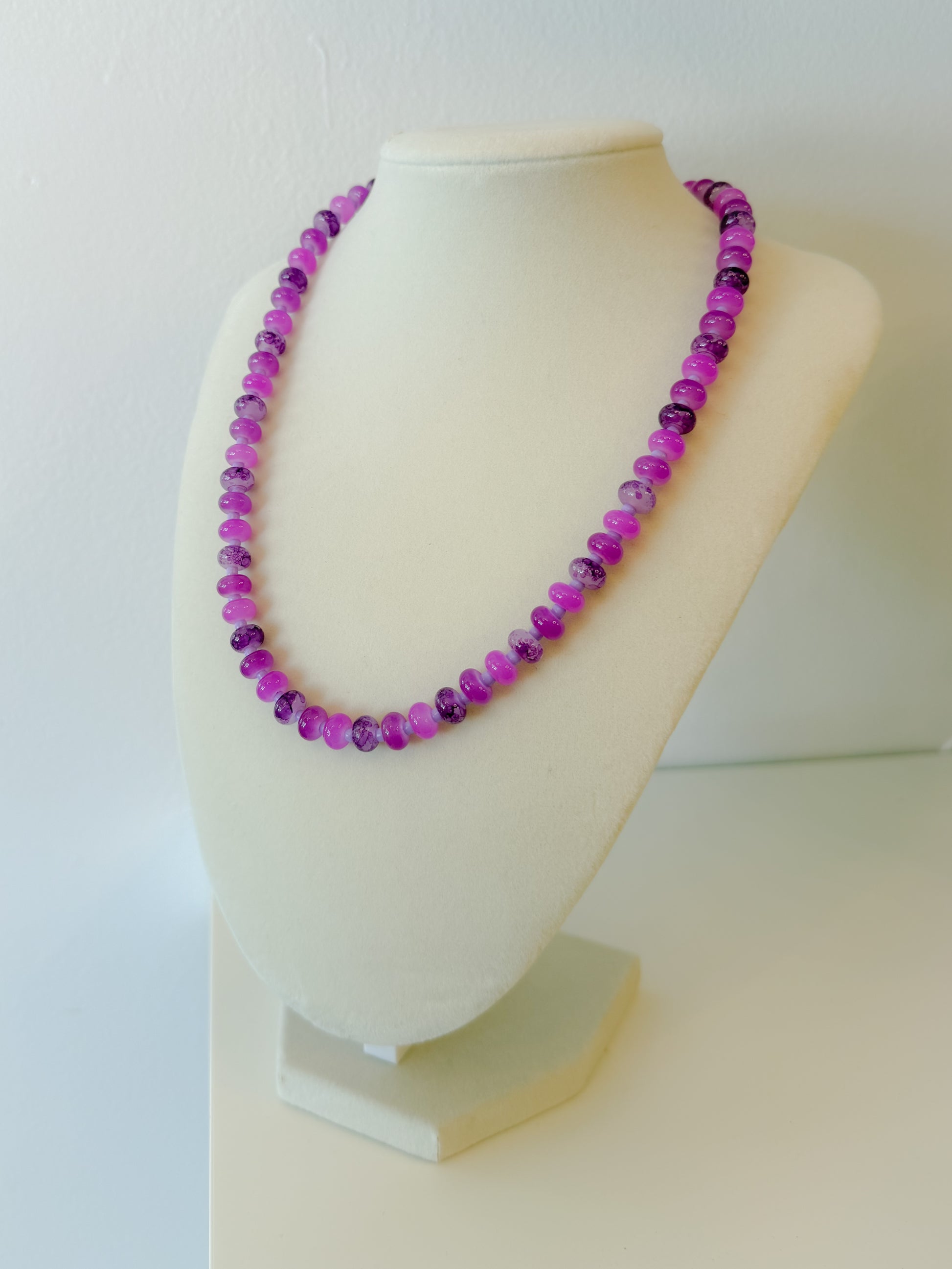 Handmade Glass Rondelle Beaded Necklace