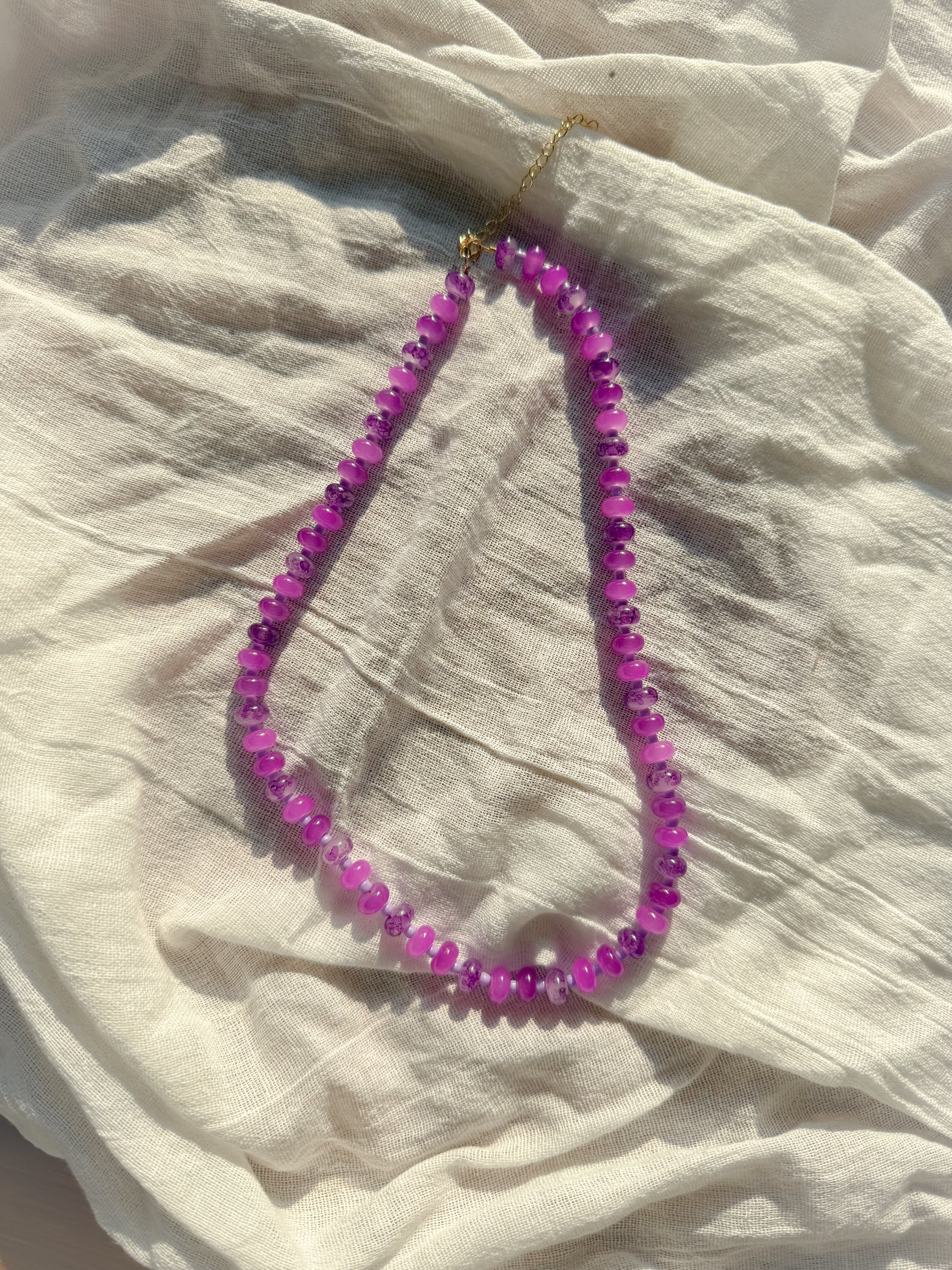 Handmade Glass Rondelle Beaded Necklace