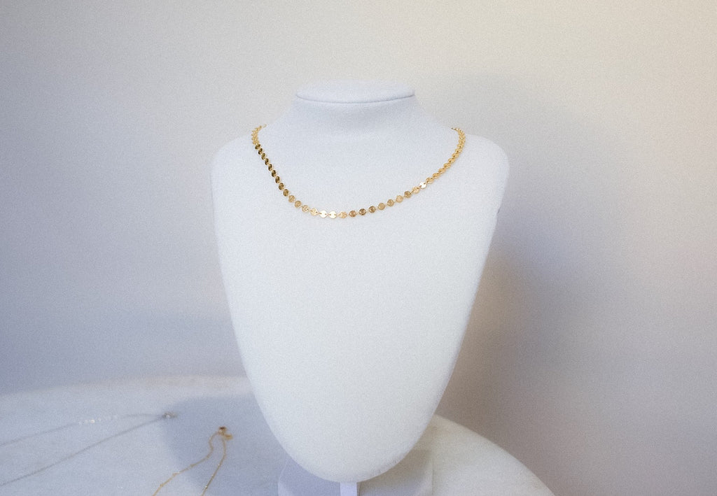 14k Gold Filled Disc Choker Necklace
