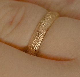 Floral Patterned Gold Filled Ring Band