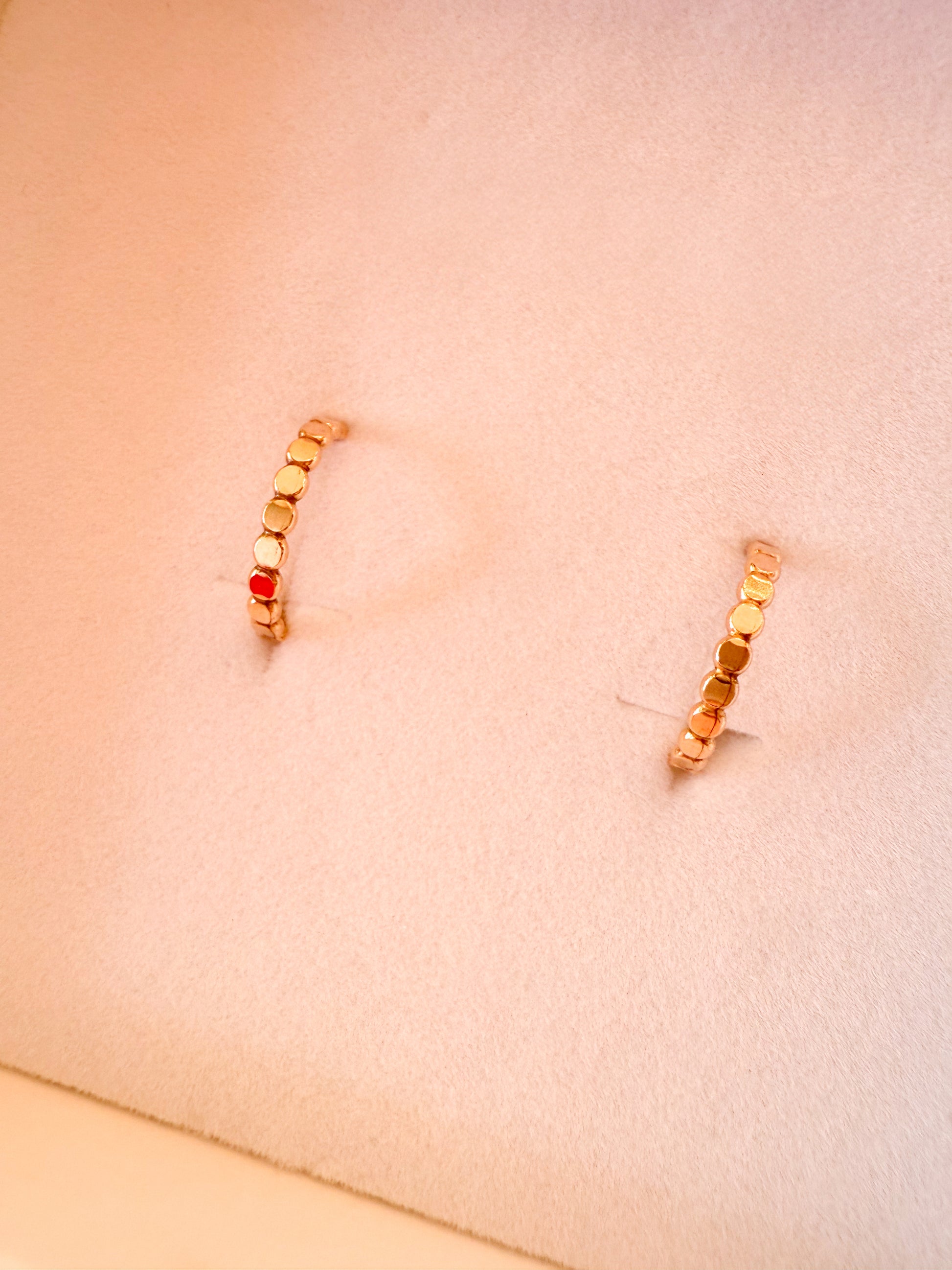 14kt Gold Filled Flat beaded Hoop Set