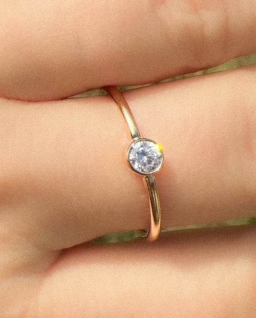 14kt Gold Filled 4mm CZ Bezel Ring