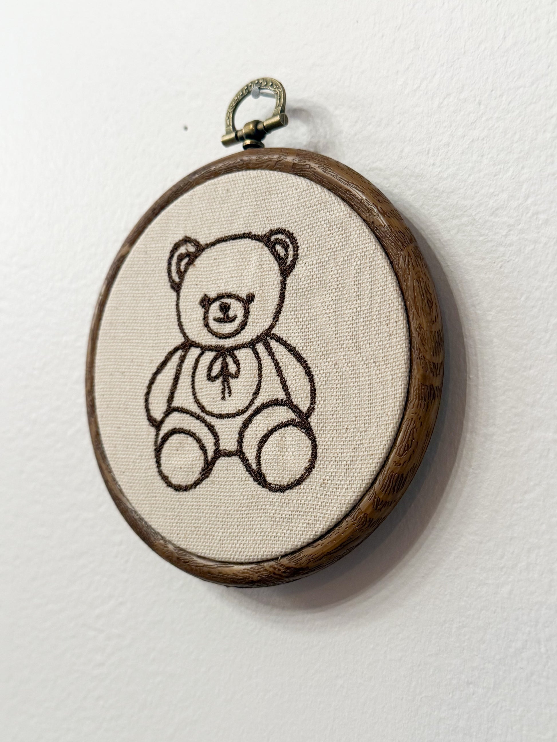 Handmade Framed Embroidery Decor Bear
