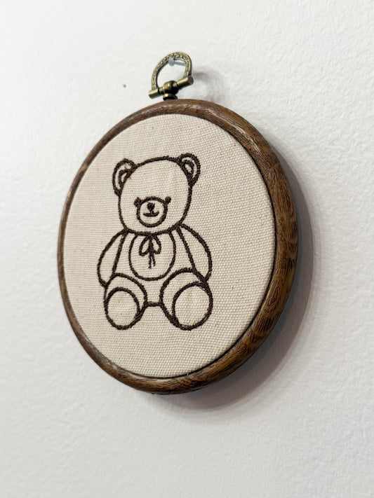 Handmade Framed Embroidery Decor Bear
