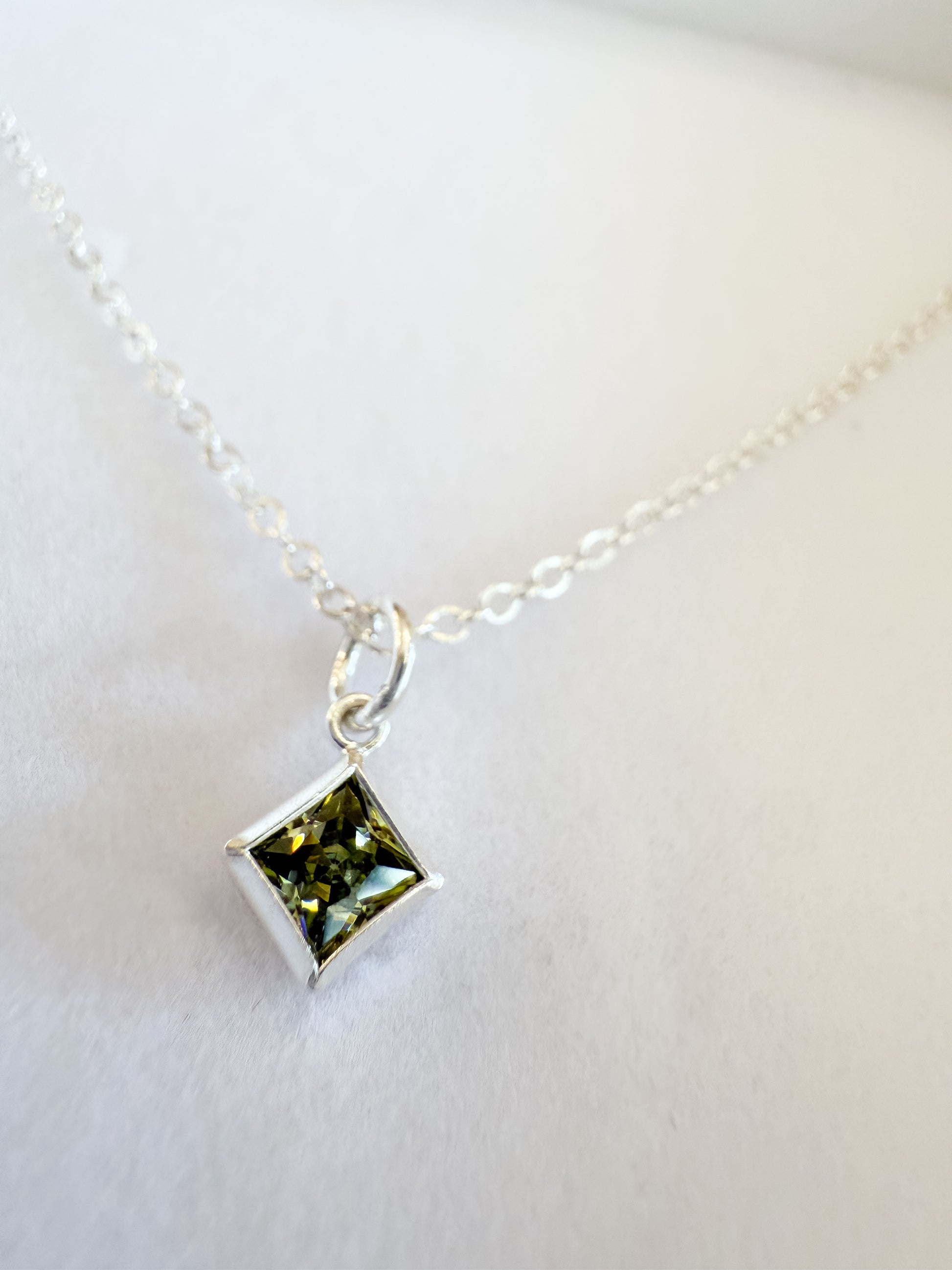 .925 Sterling Silver Birth Month Gem Necklace