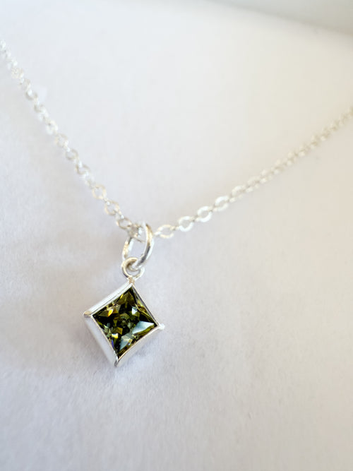 .925 Sterling Silver Birth Month Gem Necklace