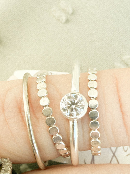 .925 Sterling Silver 4mm CZ Bezel Ring