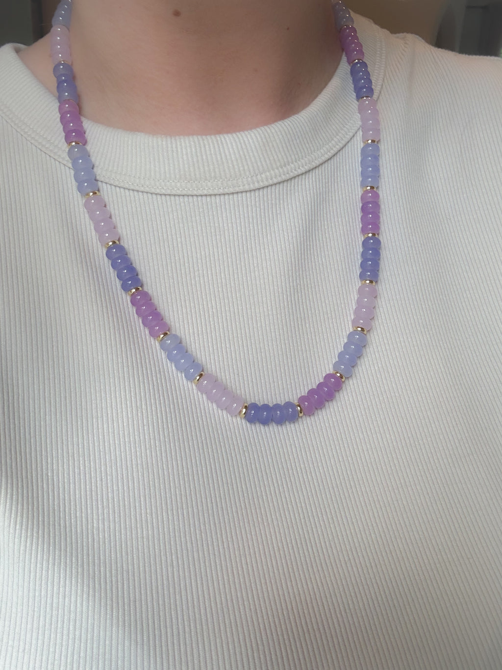 Handmade Glass Rondelle Beaded Necklace