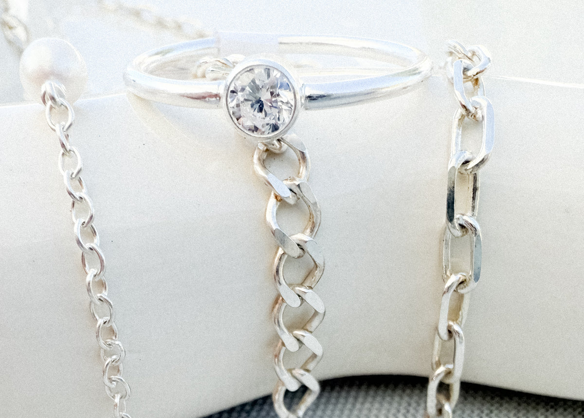 .925 Sterling Silver 4mm CZ Bezel Ring