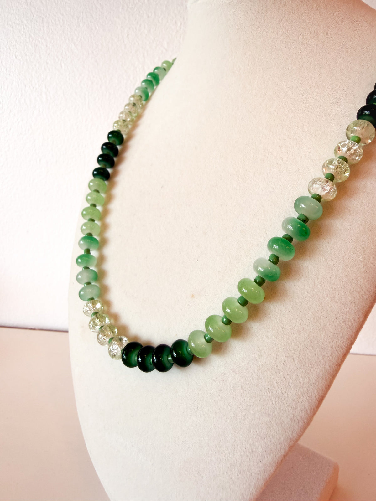 Handmade Glass Rondelle Beaded Necklace