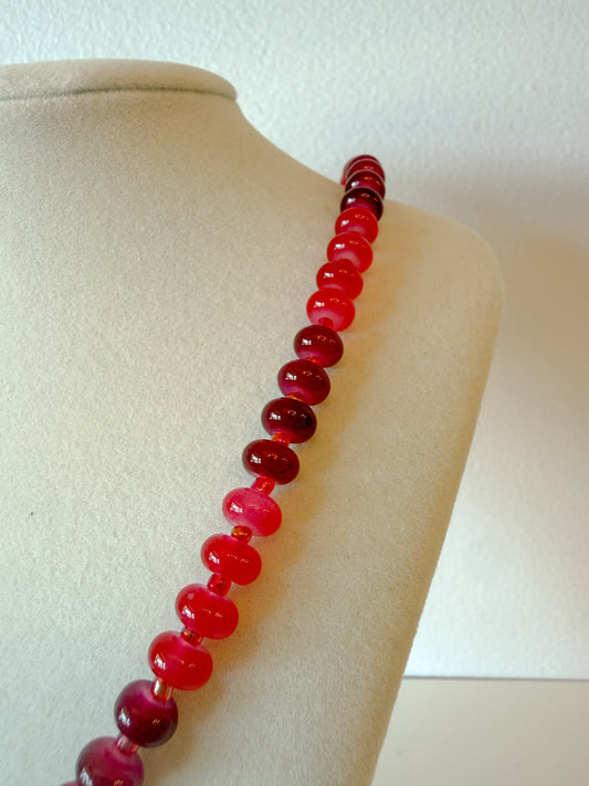 Handmade Glass Rondelle Beaded Necklace