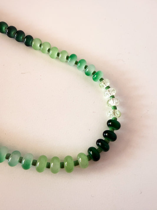 Handmade Glass Rondelle Beaded Necklace
