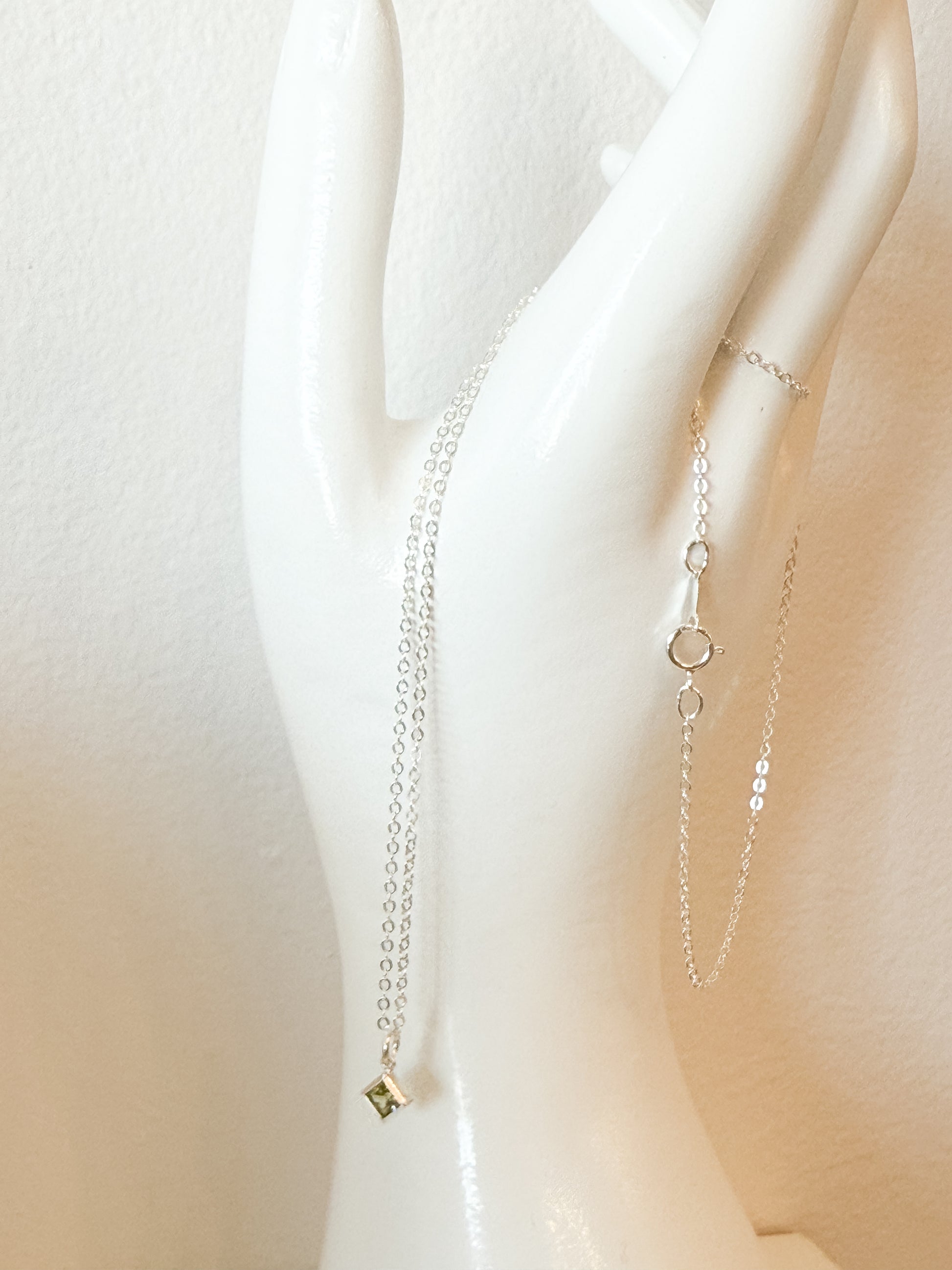 .925 Sterling Silver Birth Month Gem Necklace