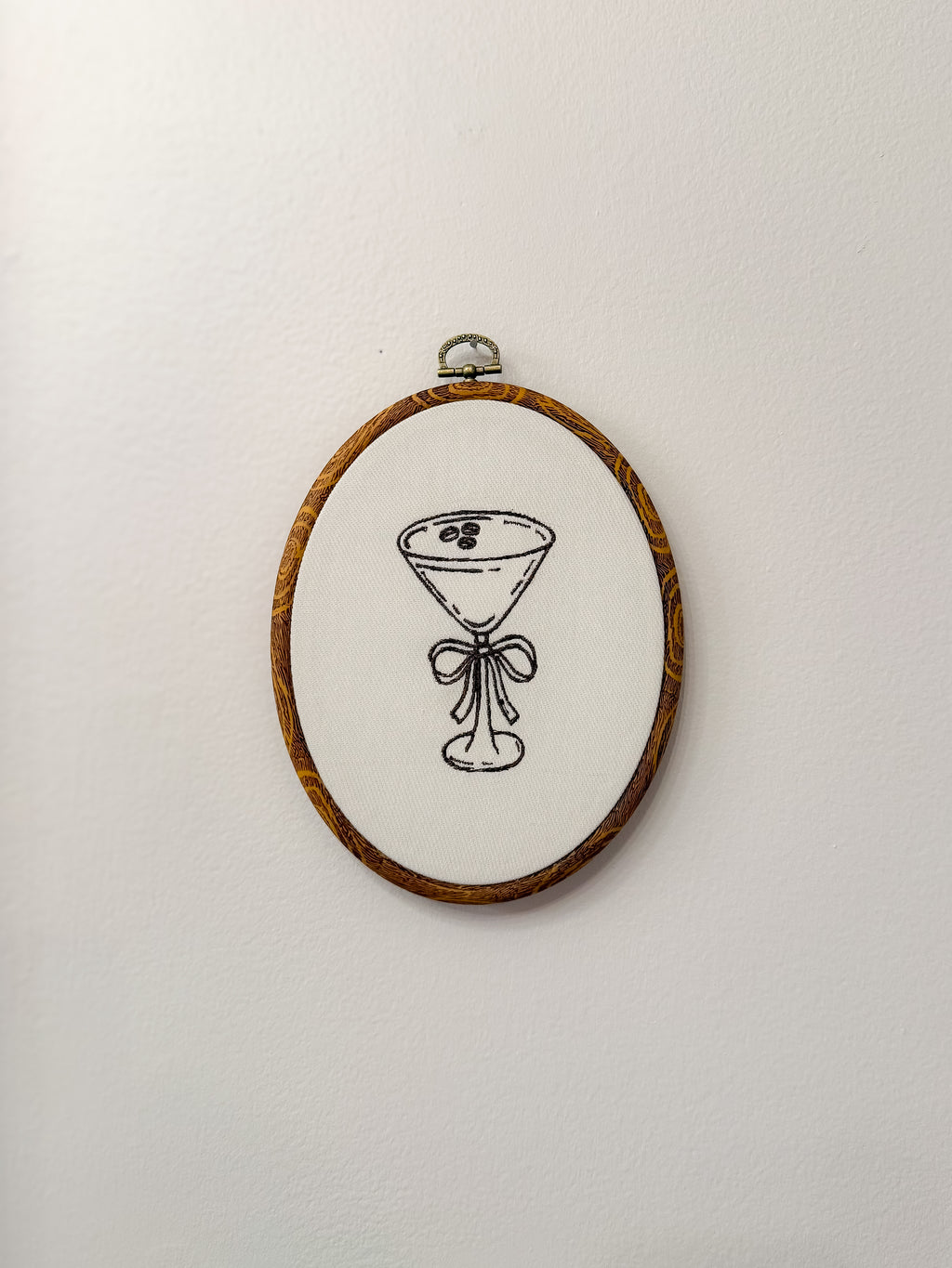 Espresso Martini Bow Handmade Framed Embroidery Decor
