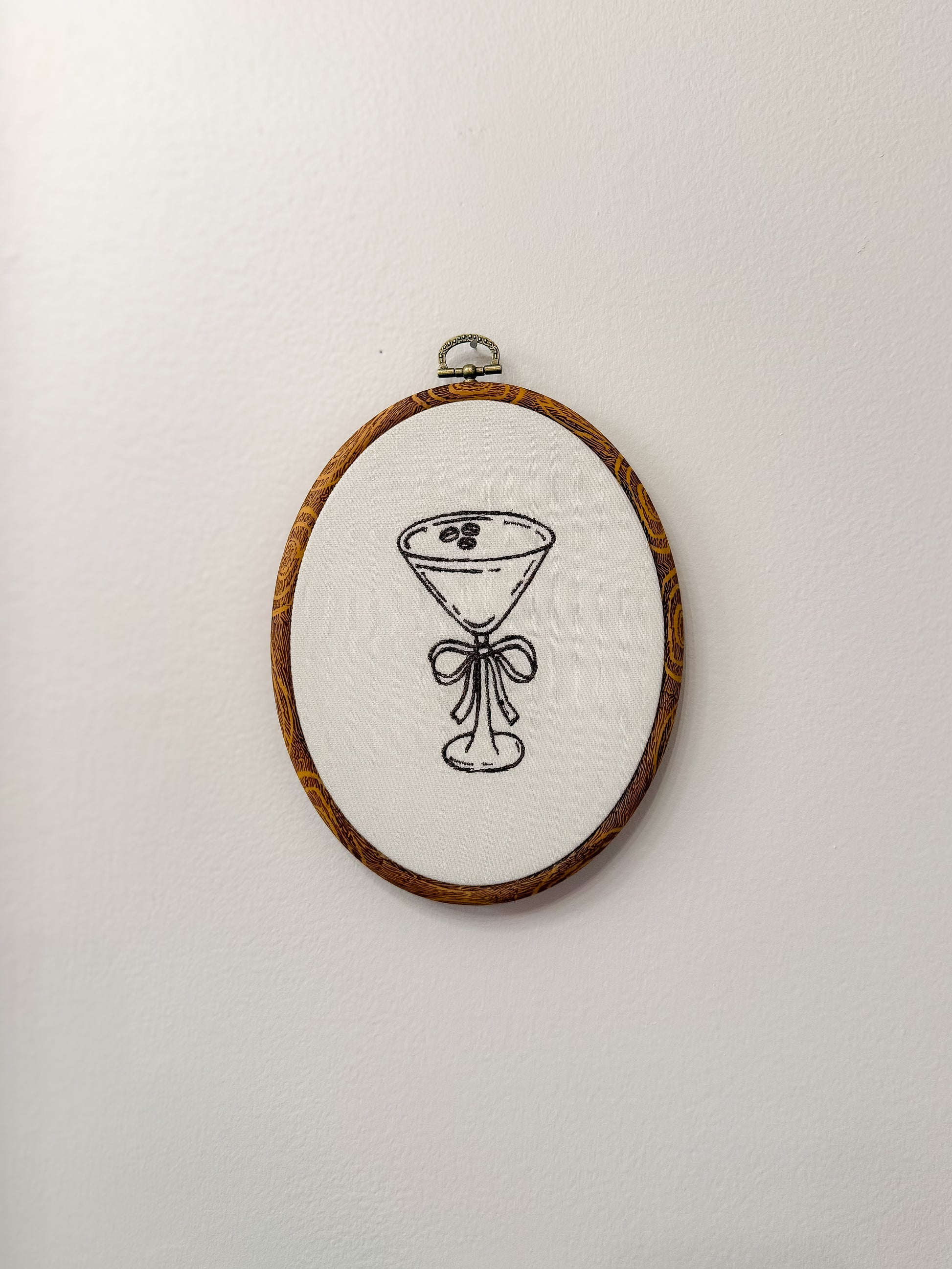 Espresso Martini Bow Handmade Framed Embroidery Decor