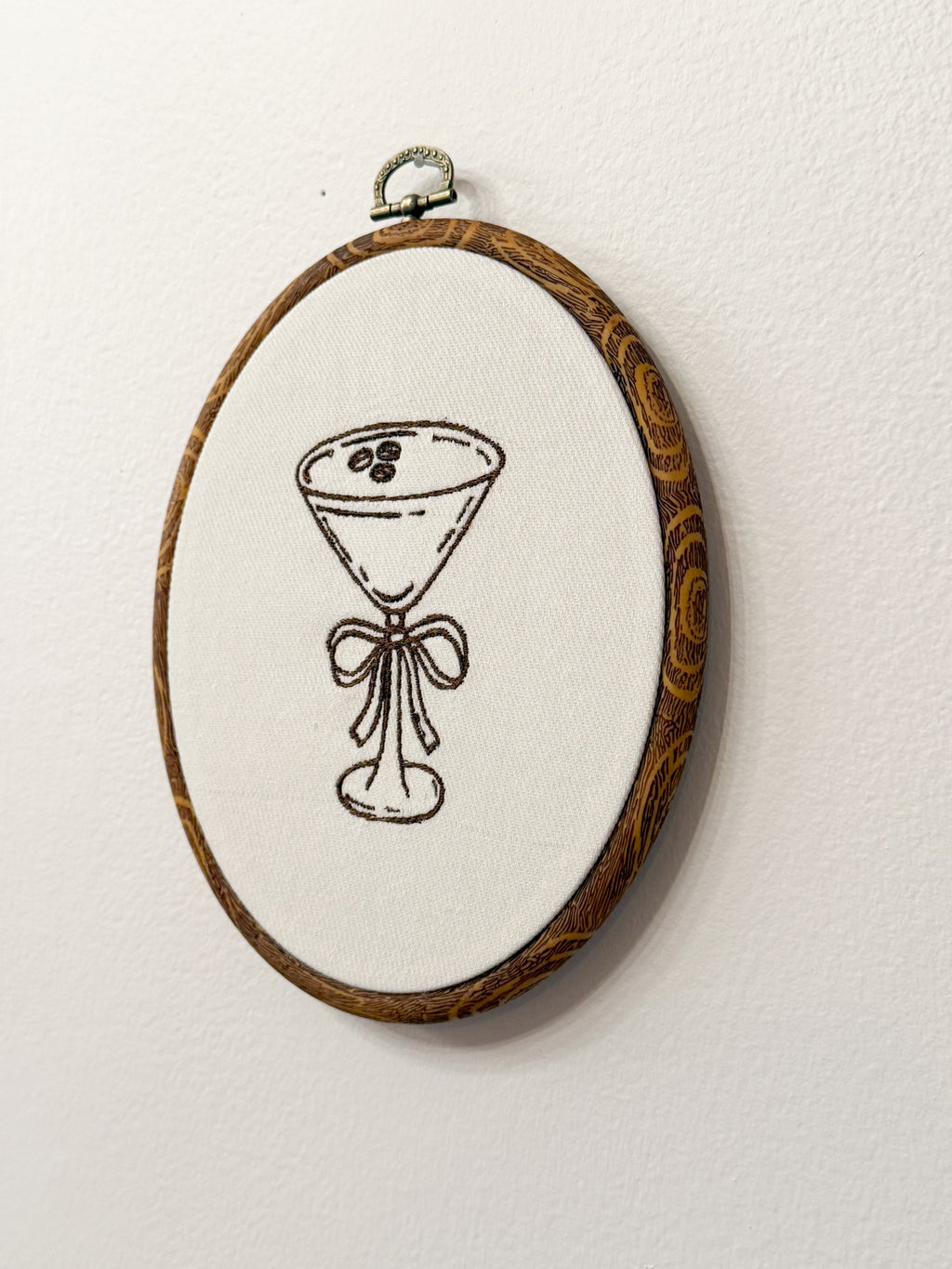 Espresso Martini Bow Handmade Framed Embroidery Decor
