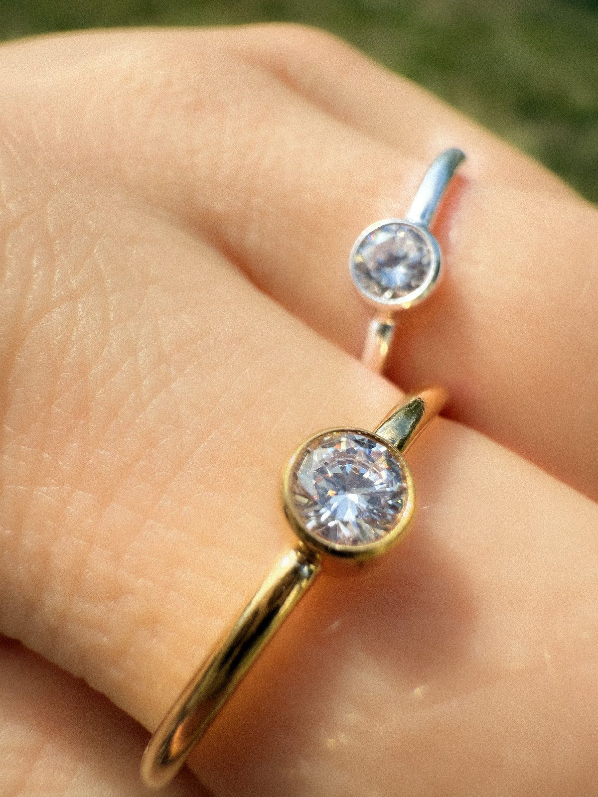 .925 Sterling Silver 4mm CZ Bezel Ring