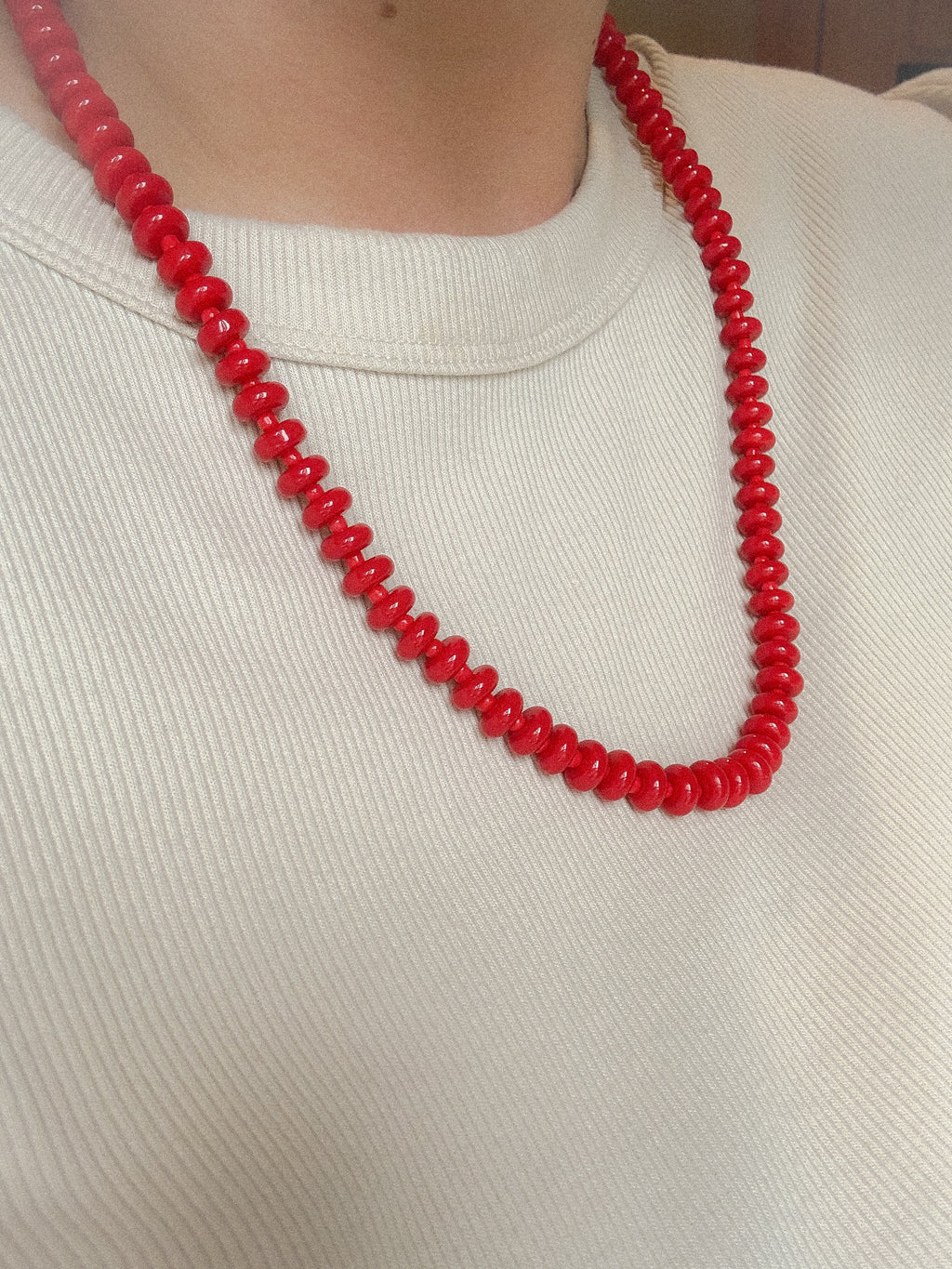 Handmade Glass Rondelle Beaded Necklace