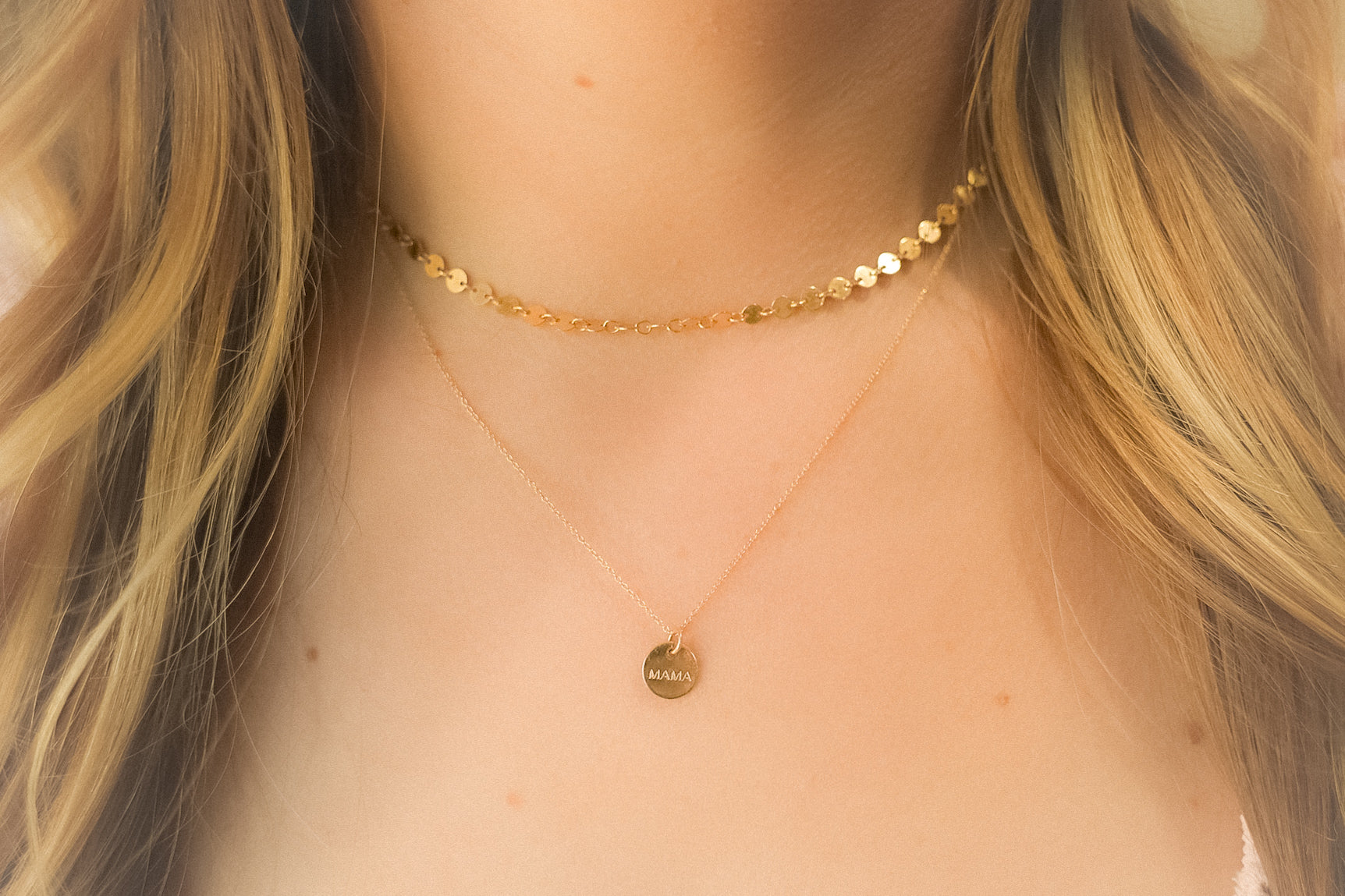 14k Gold Filled Disc Choker Necklace