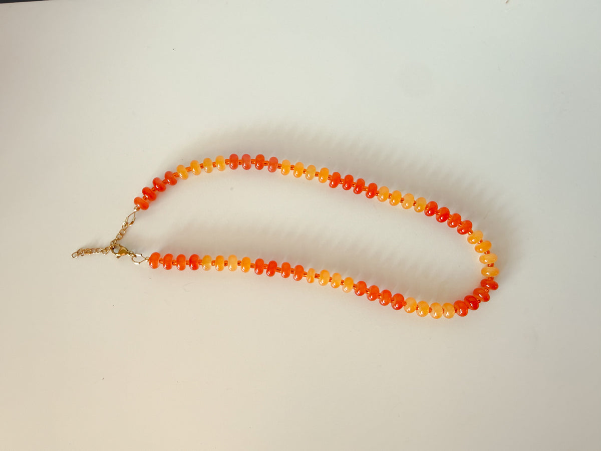 Handmade Glass Rondelle Beaded Necklace