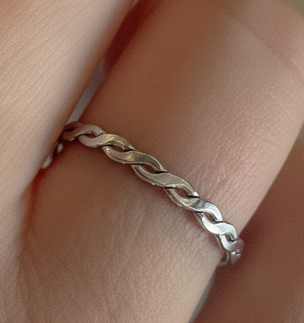 Woven Stacking Ring Sterling Silver
