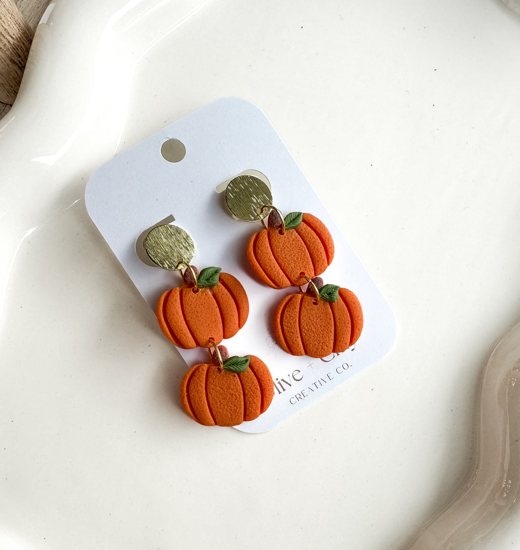 Handmade Pumpkin Polymer Clay Earrings