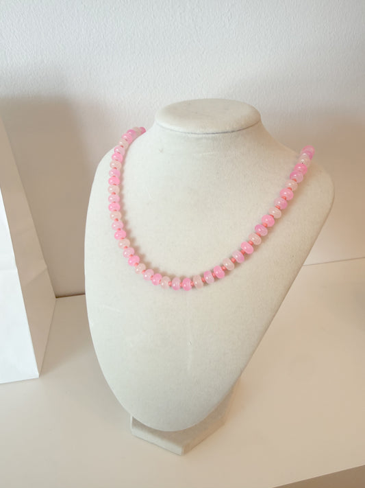 Handmade Glass Rondelle Beaded Necklace