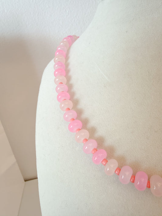 Handmade Glass Rondelle Beaded Necklace