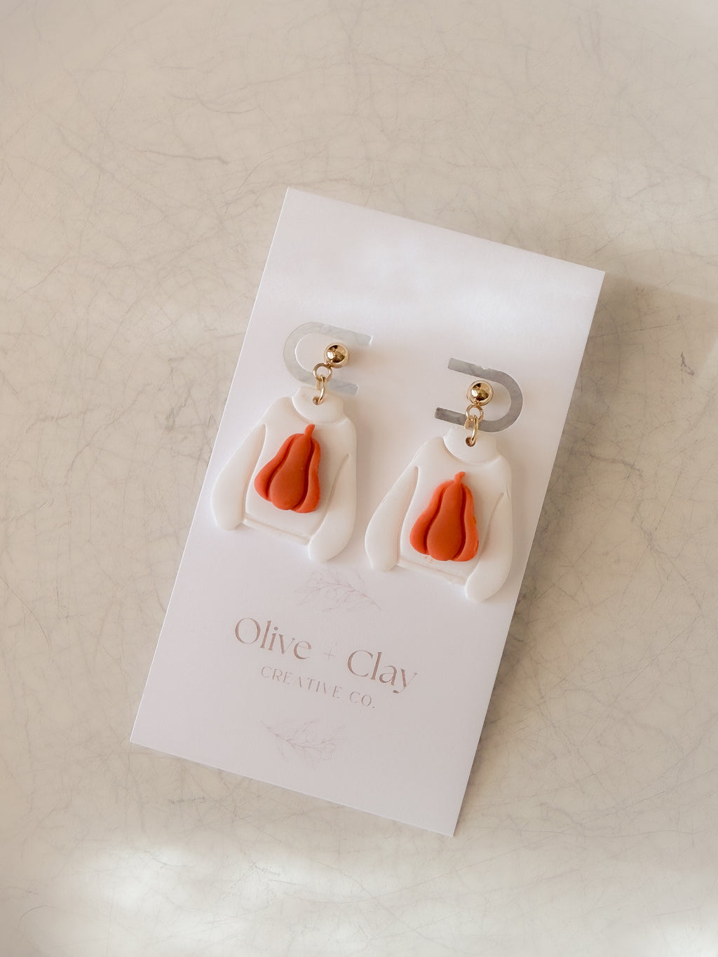 Handmade Fall Polymer Clay Mini Pumpkin Sweater Earrings
