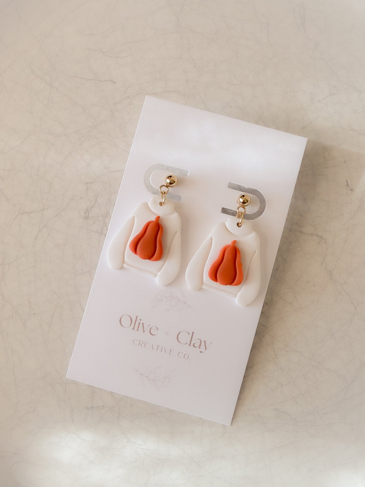 Handmade Fall Polymer Clay Mini Pumpkin Sweater Earrings