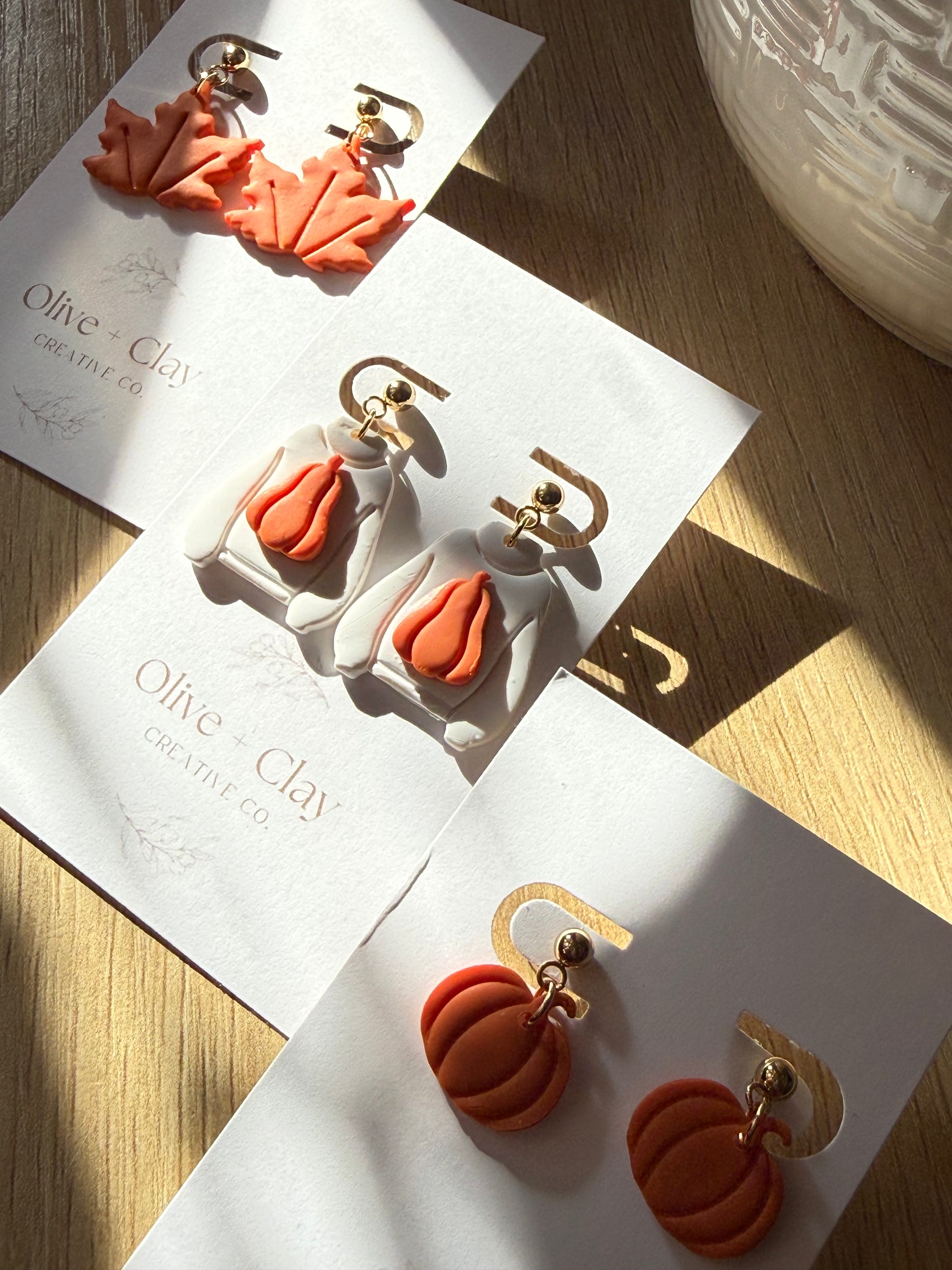 Handmade Fall Polymer Clay Mini Pumpkin Sweater Earrings