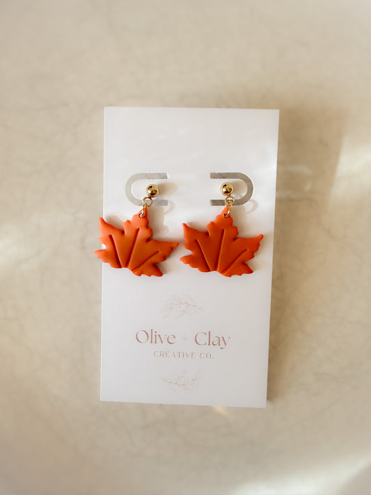 Handmade Fall Polymer Clay Leaf Earrings