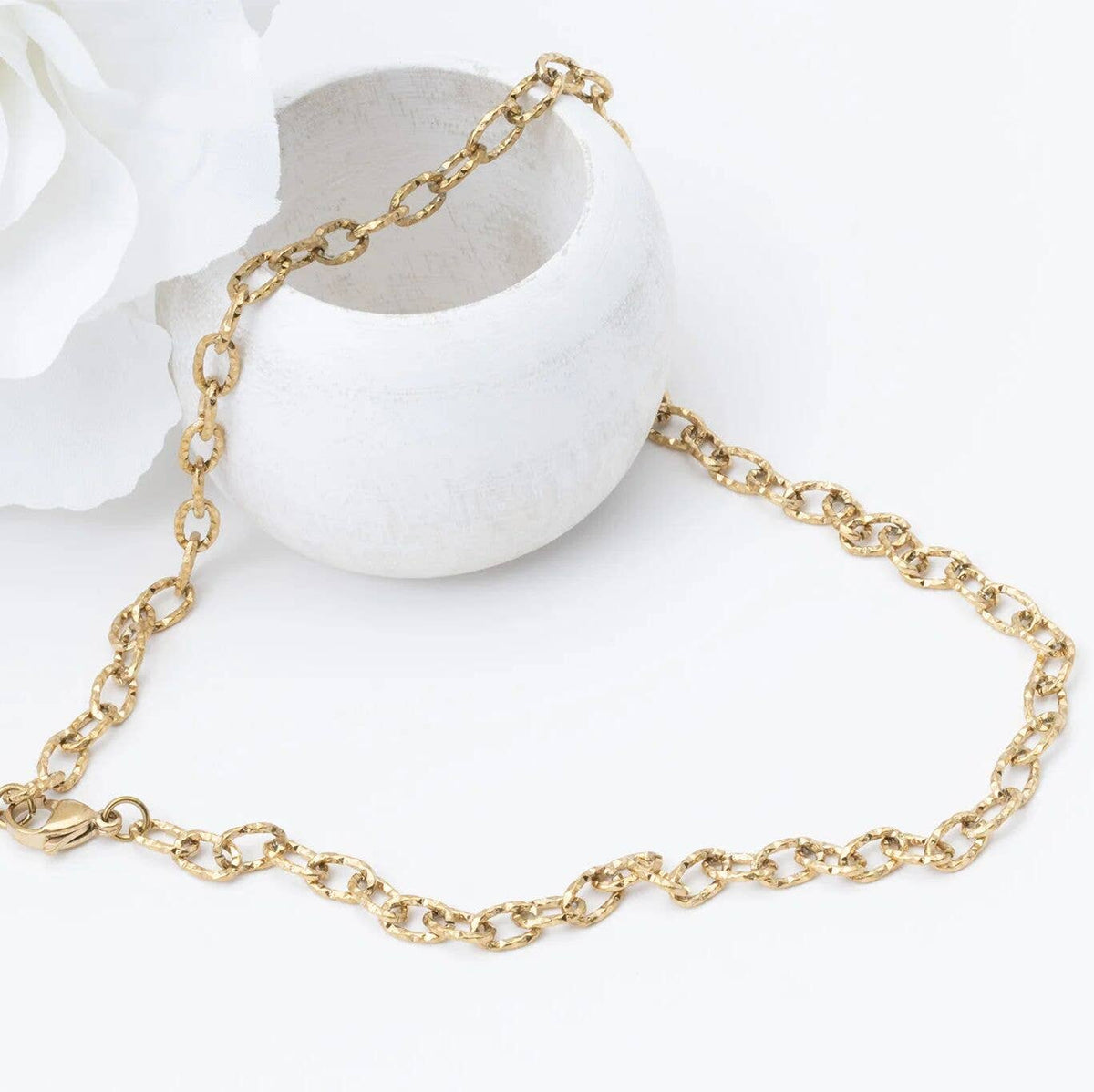 18K Gold PVD Stainless Steel Cable Link Chain Necklace