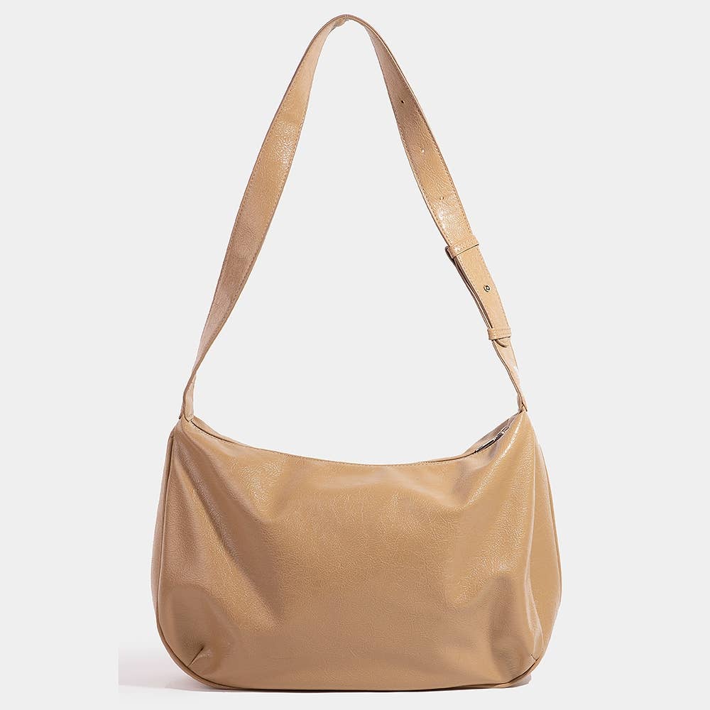 Leather Hobo Crescent Shoulder Bag